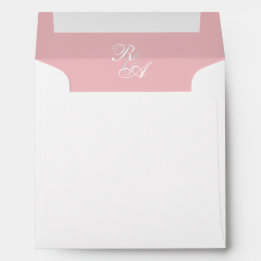 Pink Rose Ribbon Monogram Wedding Invitation Envelope