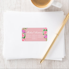 Pink Rose Ribbon Monogram Wedding Invitation Label