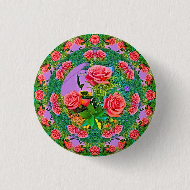 Pink Rose Rings  3 Cm Round Badge (Front)