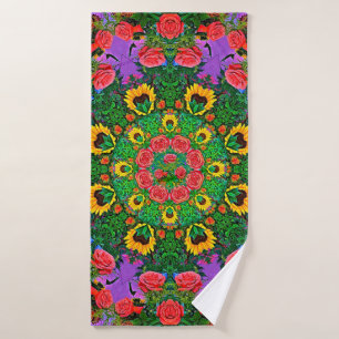 Pink Rose Rings Bath Towel