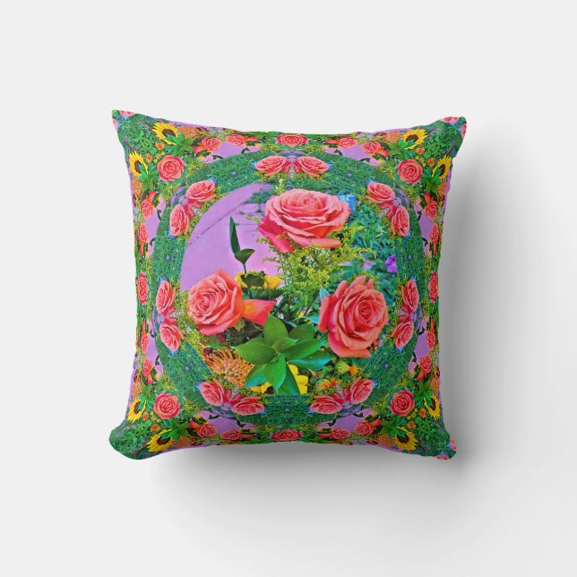 Pink Rose Rings  Cushion (Front)