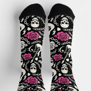 Pink Rose Rockwave Crew Sock