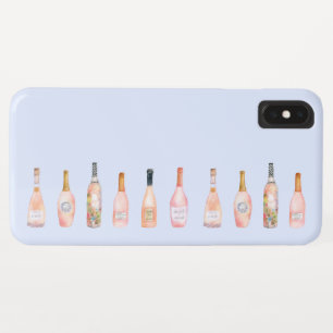 Pink rosé rose wine bottle watercolor illustration iPhone XS max case