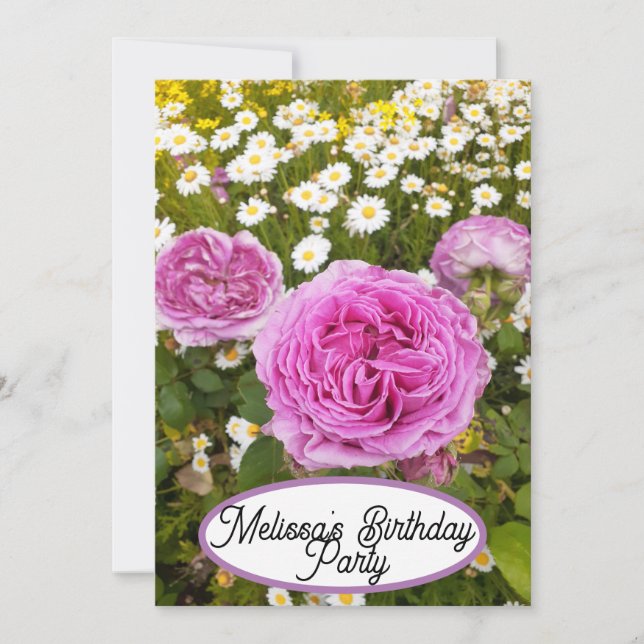 Pink Rose Roses Flower Floral Pretty Girls  Invitation (Front)