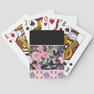 Pink Rose Roses Watercolor Vintage Customizable Playing Cards