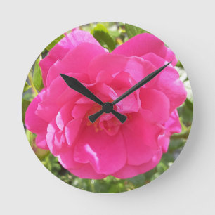 Pink Rose Round Clock