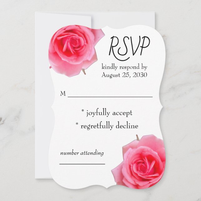 Pink rose RSVP cards (Front)
