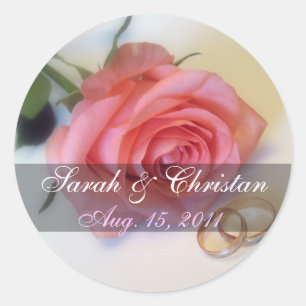 Pink Rose Save The Date Sticker