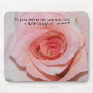 Pink Rose Scripture Mousepad