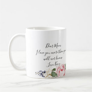 Pink Rose Sentiment Dear Mom Custom Photo Gift Coffee Mug