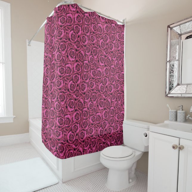 Pink rose shower curtain (In Situ)