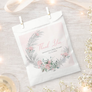 Pink Rose Silver Winter Thank you Favour Bag
