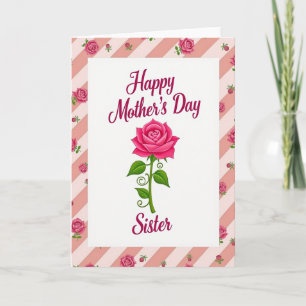 Pink Rose Sister Day Card