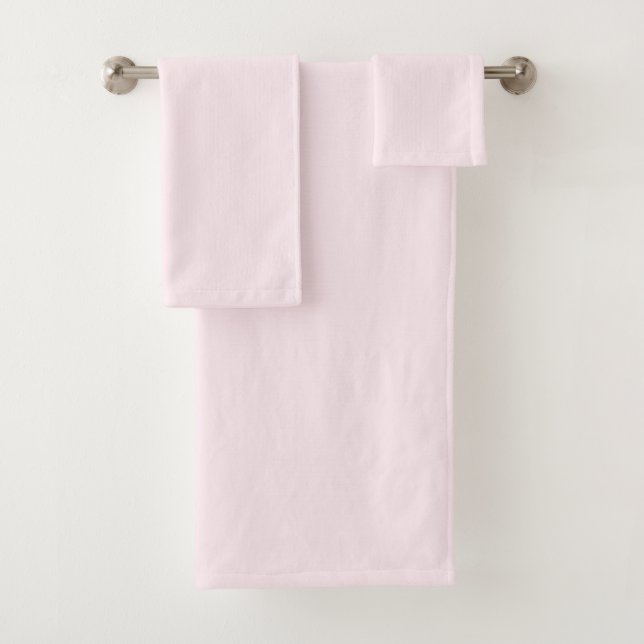 Pink Rose Soft Pale White Pastel Solid Colour Bath Towel Set (Insitu)