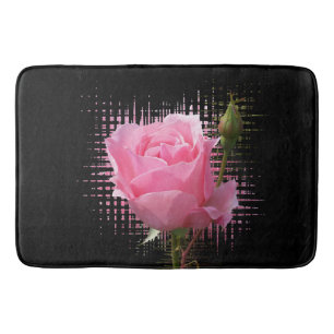 pink rose splash bath mat