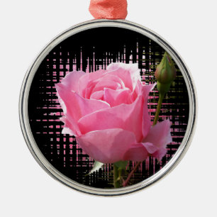 pink rose splash metal ornament