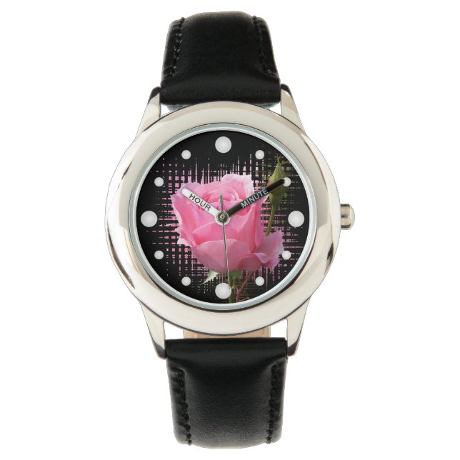 pink rose splash watch (Front)