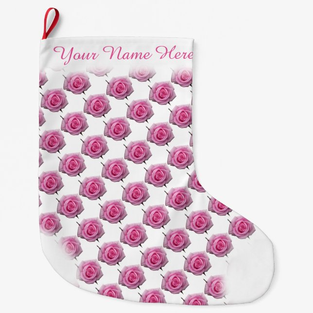 Pink Rose Stocking Rose Christmas Stocking Custom (Front)