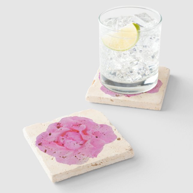 pink rose stone coaster (Side)