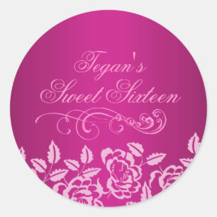 Pink Rose Sweet 16 Envelope Sticker/seal Classic Round Sticker