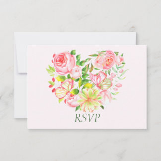 Pink Rose Sweetheart RSVP Cards
