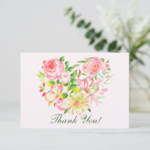 Pink Rose Sweetheart Thank You Cards