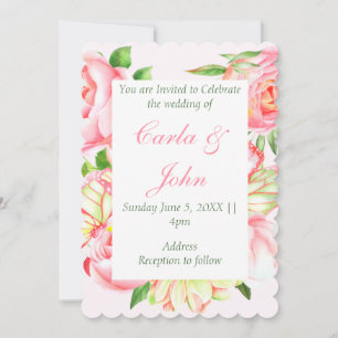 Pink Rose Sweetheart Wedding Invitation