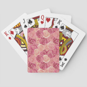 Pink Rose Swirl Glitter Seamless Pattern Playing Cards