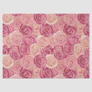 Pink Rose Swirl Glitter Seamless Pattern Tissue Paper