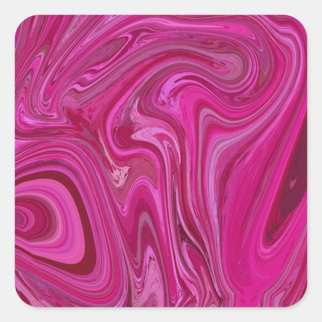 Pink Rose Swirls Square Sticker (Front)