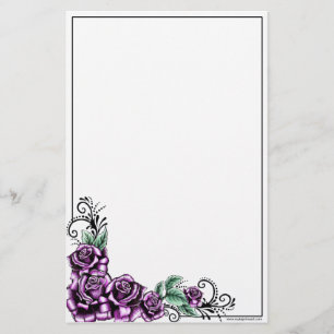 Pink Rose Tattoo Valentine Stationery