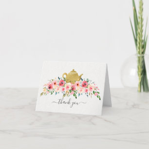 Pink Rose Tea Party  Thank You Note Card