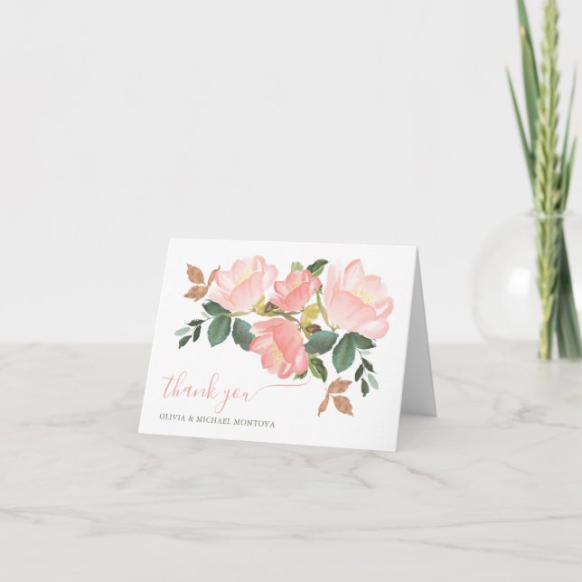 Pink Rose Thank You Card (Front)