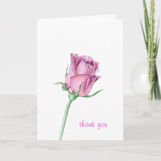 Pink Rose Thank You Card (Front)