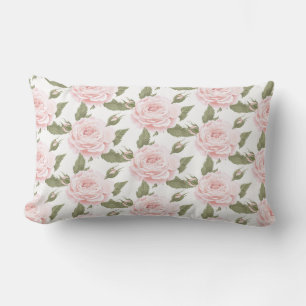 Pink Rose Throw Pillow-Outdoor Lumbar Cushion