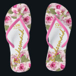 Pink Rose Tiger Lily Wedding Thongs<br><div class="desc">Pink Tiger Lilies and Roses with Greenery.</div>