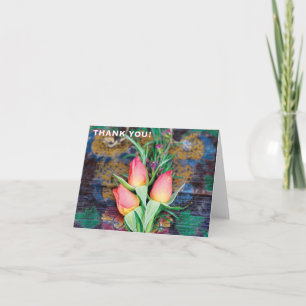 Pink Rose Trio, thank you - Note Card