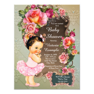 Pink Rose Tutu Baby Shower Invitation