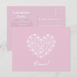 Pink Rose Valentine Invitation Postcard