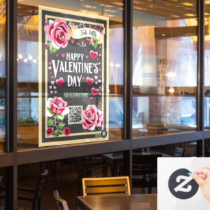 Pink Rose Valentine Window Cling/ 24x36/ Customize