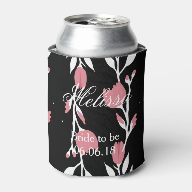 Pink Rose Vine Bride to Be Can Cooler (Can Front)