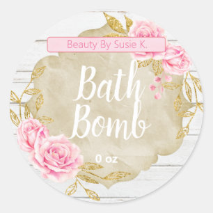 Pink Rose Vintage Bath Bomb Labels