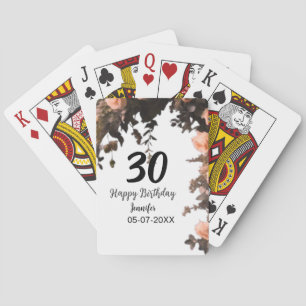 Pink rose vintage flower modern 30th birthday  playing cards