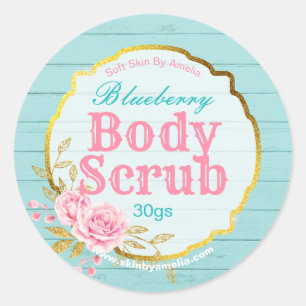 Pink Rose Vintage Gold Glitter Body Scrub Labels