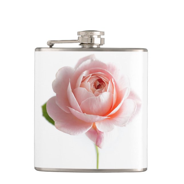 Pink Rose Vinyl Wrapped Flask (Front)