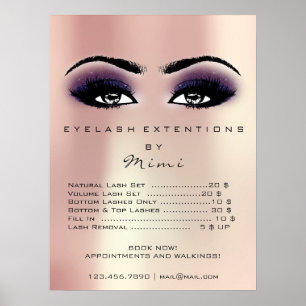 Pink Rose Violet Skin Makeup Eyes Lashes Prices Poster