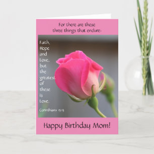 Pink Rose w Verse on Love, Mother's Birthday Card
