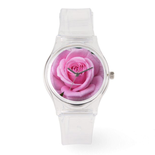 Pink Rose Watch Romantic Rose Wrist Watch Pink (Front)