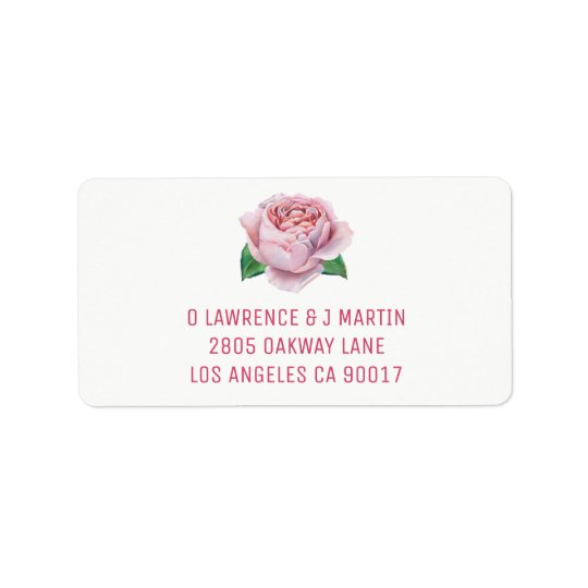 Pink Rose Watercolor Address Label