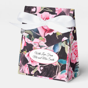 Pink Rose Watercolor Cabbage Vintage Wedding Favour Box